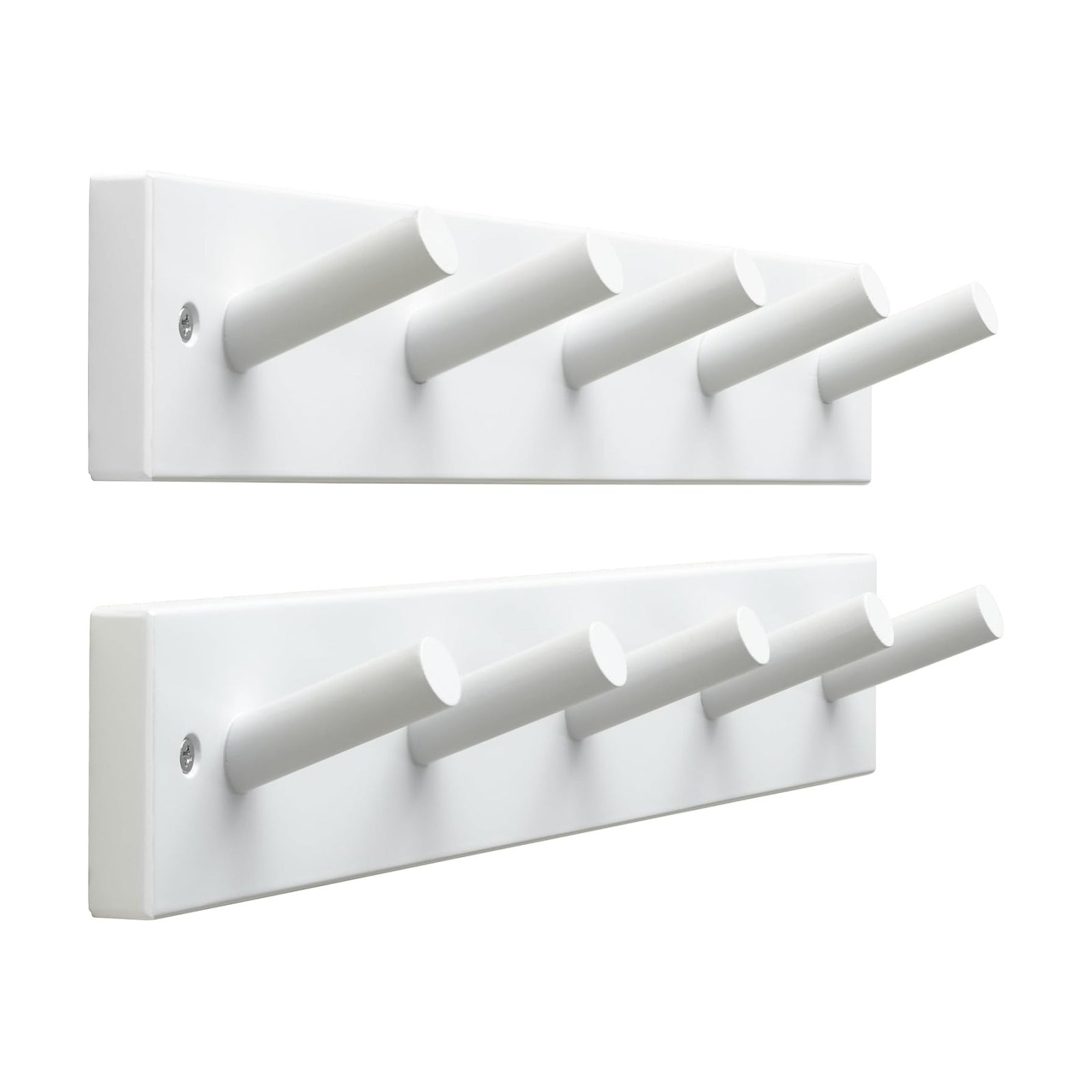 SKOLOO Coat Rack Wall Mount 17 inch, 5 Hooks, Bamboo, Shaker Style, White | Wooden hooks for wall, painted finish