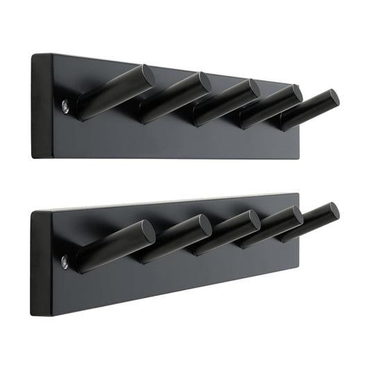 SKOLOO Coat Rack Wall Mount 17 inch, 5 Hooks, Bamboo, Shaker Style, Black | Wooden hooks for wall, painted finish