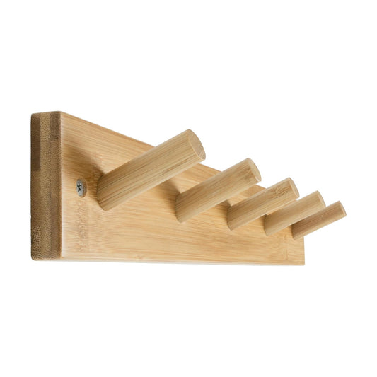 SKOLOO Coat Rack Wall Mount 17 inch, 5 Hooks, Bamboo, Shaker Style, Natural | Wooden hooks for wall, painted finish