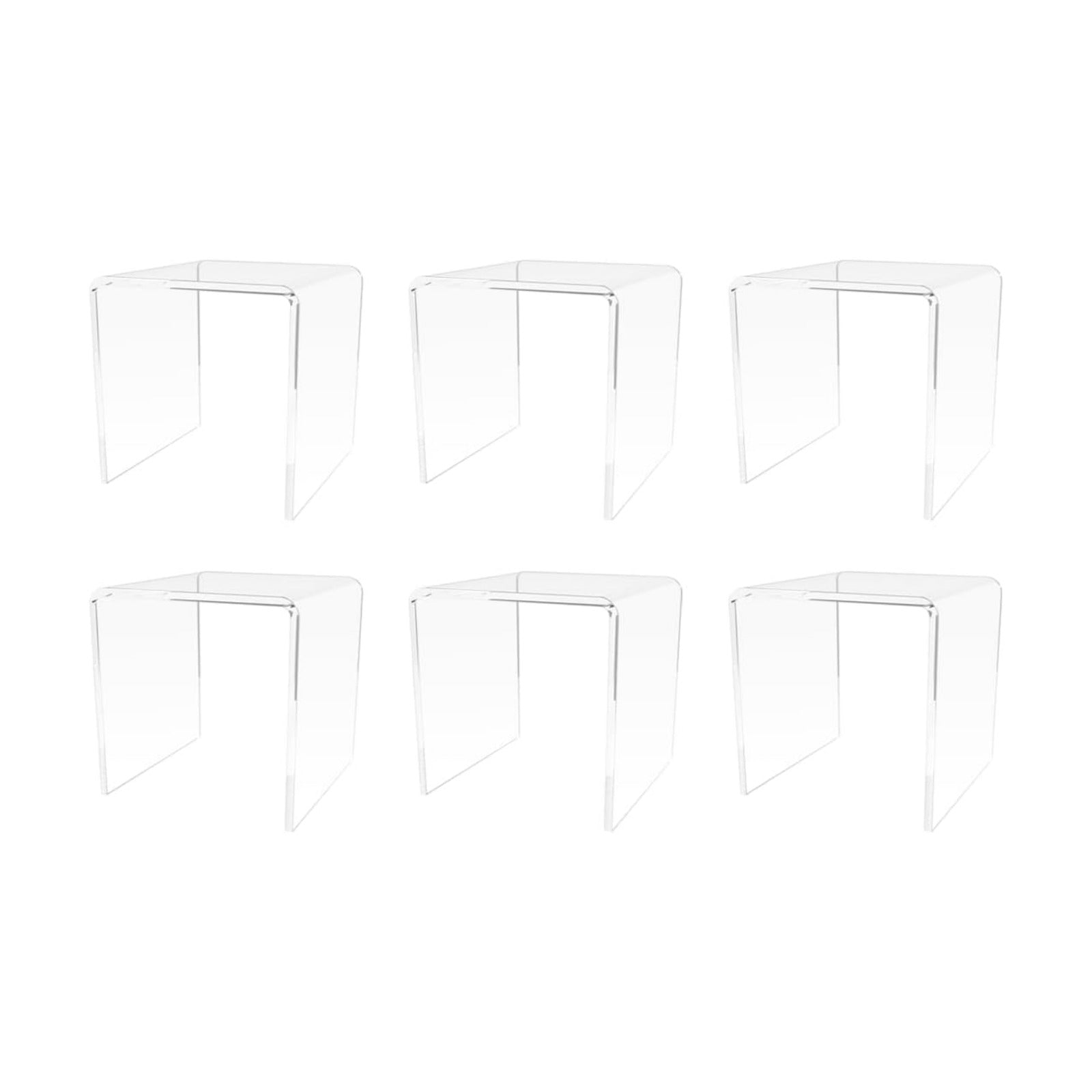 Acrylic Riser Display Stand 3" Reusable Square Platform POP Display / 3"W x 3"H / Clear / Set of 6