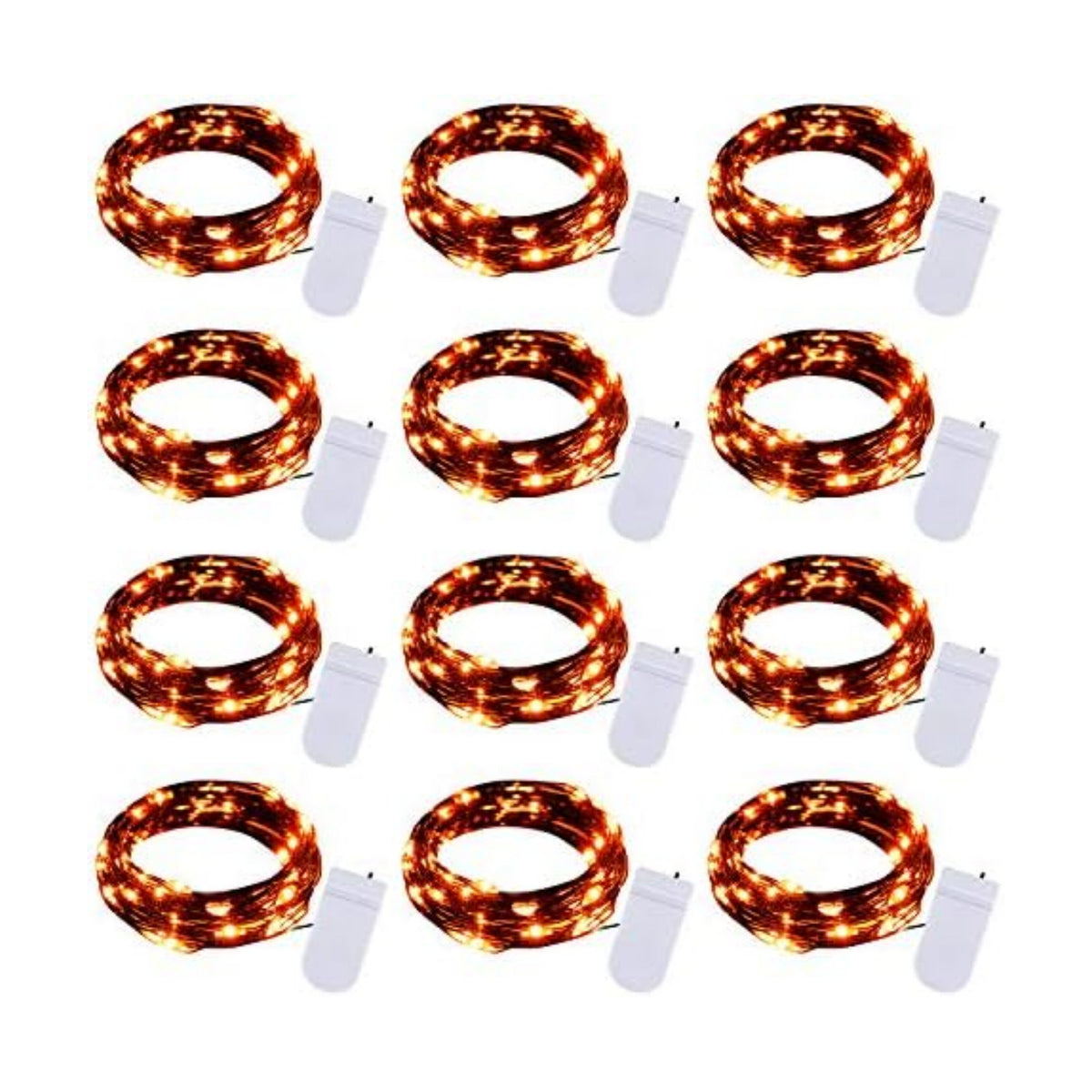 Brightown Halloween Orange Fairy String Lights: 12 Pack 7 Ft 20 LED Battery Operated Firefly Lights on Black Wire Starry Moon Lights for DIY Party Bedroom Patio