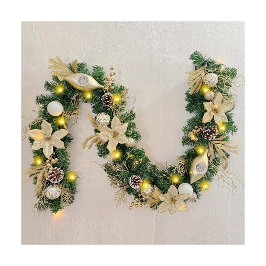 WANNA-CUL Pre-Lit 6 Feet/72 Inch Christmas Garland for Front Door with Lights Champagne Gold Christmas Mantel Garland