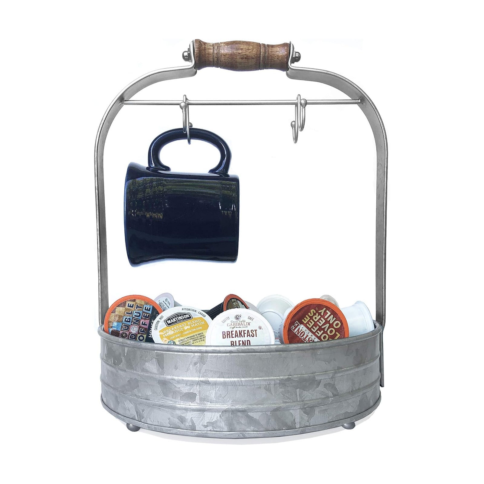 Autumn Alley Rustic Farmhouse Galvanized Coffee Mug Rack Organizer for Kitchen Counter | Mug Tree with Cup Hooks and