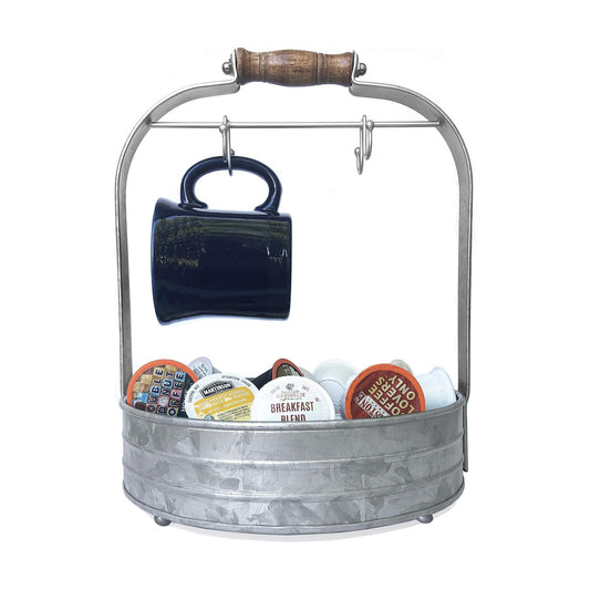 Autumn Alley Rustic Farmhouse Galvanized Coffee Mug Rack Organizer for Kitchen Counter | Mug Tree with Cup Hooks and