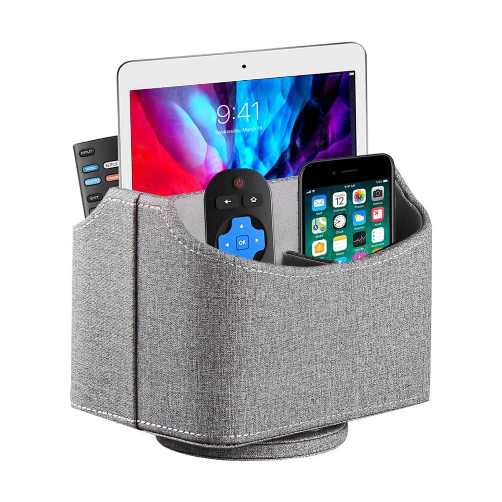 360° Rotating Remote Control Holder / Grey Cloth