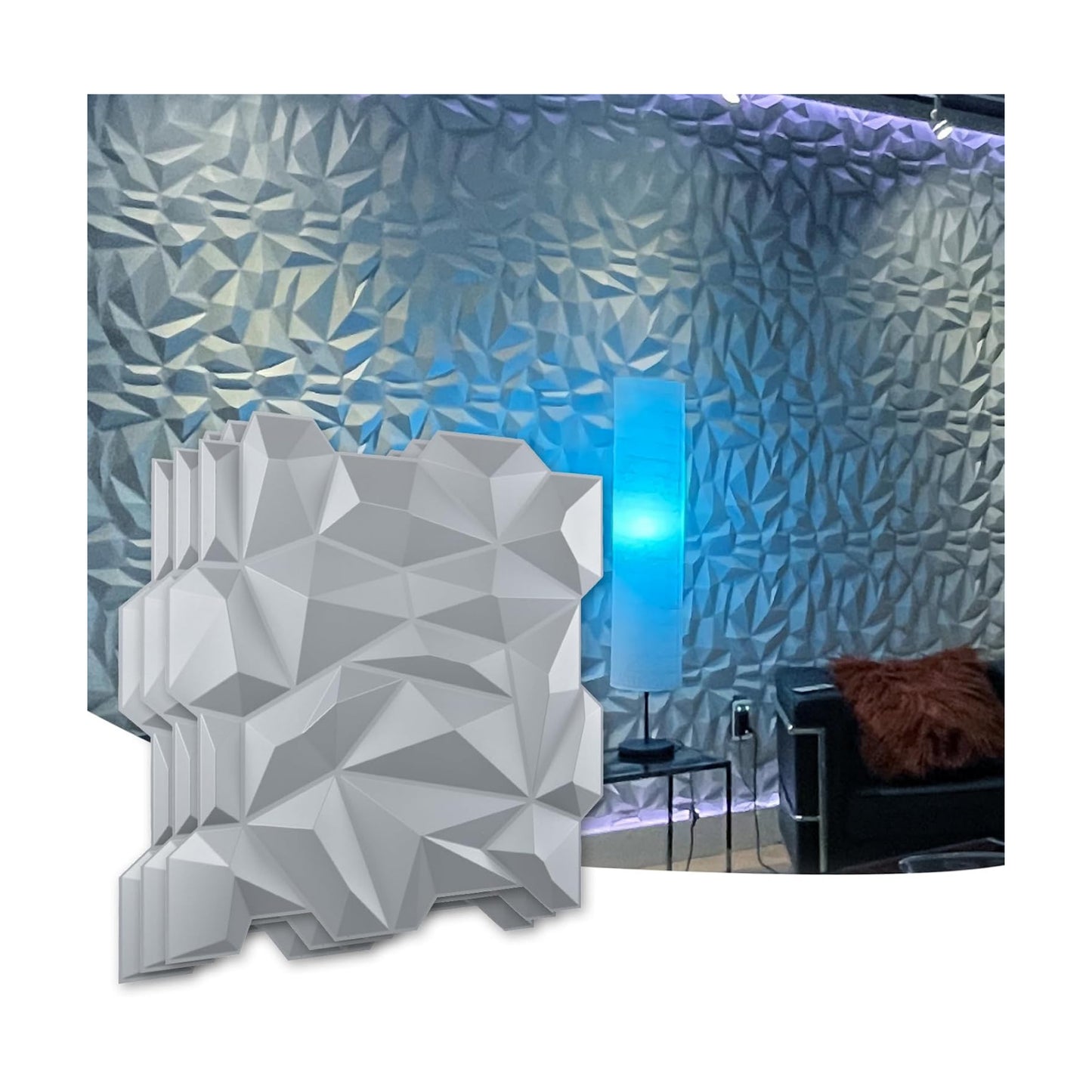Art3d Decorative 3D Wall Panels 19.7" x 19.7" (Pack of 12), Wall Panels for Home, Office, Coffee Shop, Gray