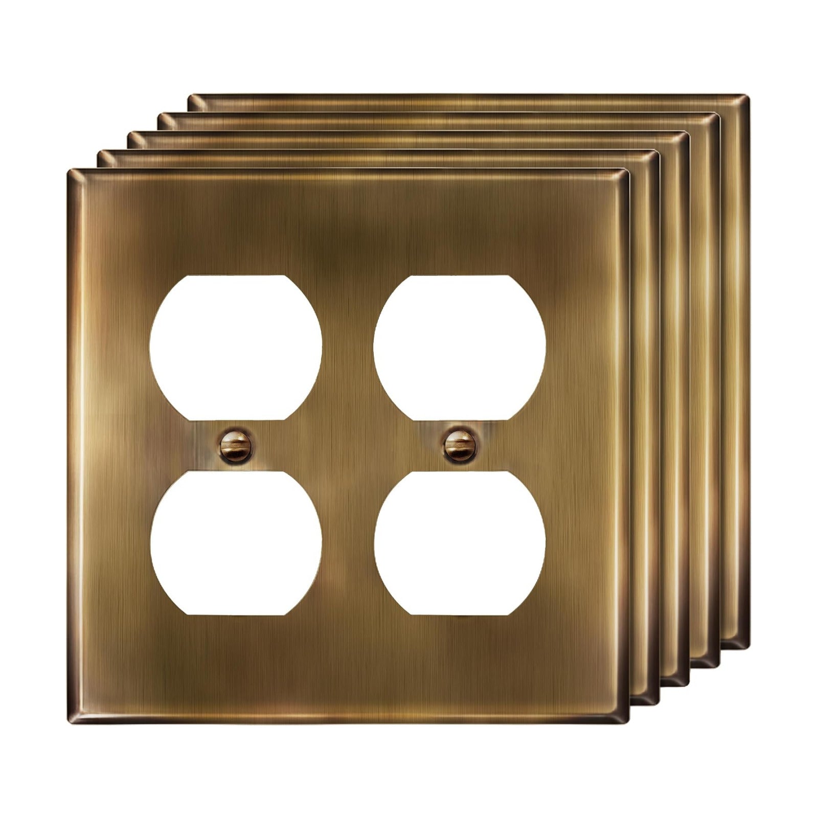 ENERLITES Double Duplex Receptacle Metal Wall Plate, Stainless Steel Outlet Cover, Corrosion Resistant, Standard Size