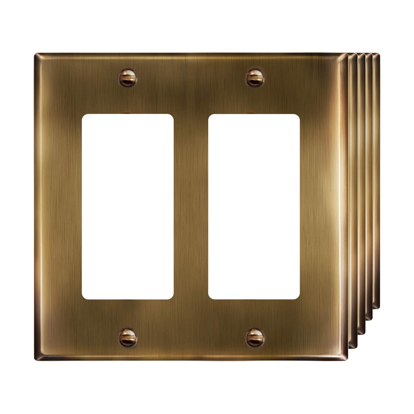 ENERLITES Double Decorator Switch or Receptacle Metal Cover Plate, Corrosion Resistant, Standard Size 2-Gang 4.50" x