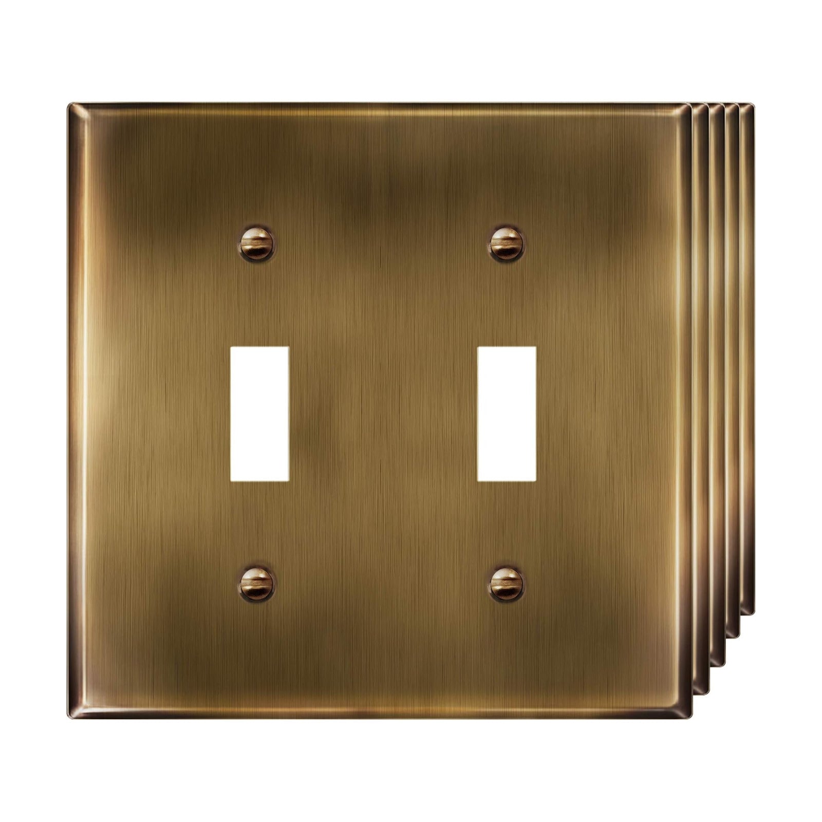 ENERLITES Double Toggle Light Switch Metal Cover Plate, Stainless Steel Wall Plate, Standard Size 2-Gang 4.50" x 4.57"