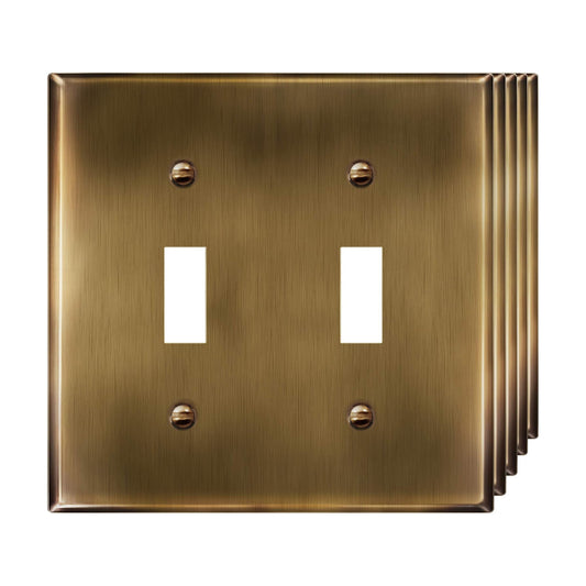 ENERLITES Double Toggle Light Switch Metal Cover Plate, Stainless Steel Wall Plate, Standard Size 2-Gang 4.50" x 4.57"