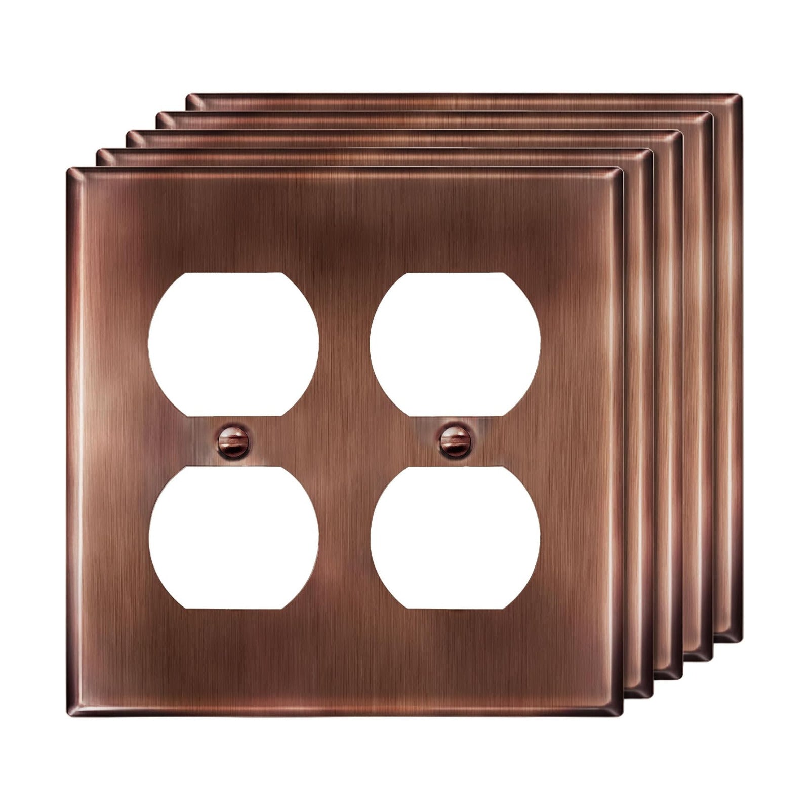 ENERLITES Double Duplex Receptacle Metal Wall Plate, Stainless Steel Outlet Cover, Corrosion Resistant, Standard Size