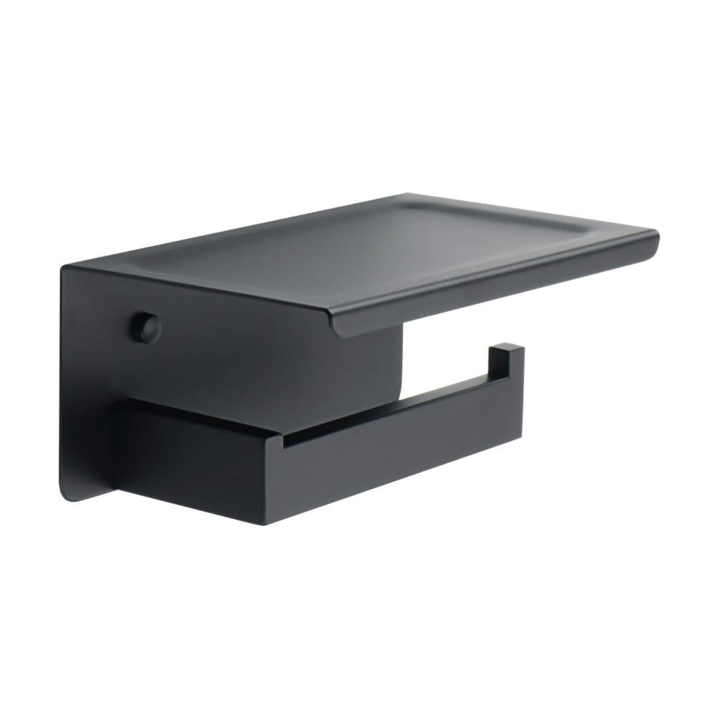 Alise Black Toilet Paper Holder with Shelf,Self Adhesive or Drilling | SUS304 Stainless Steel Adhesive Toilet Paper