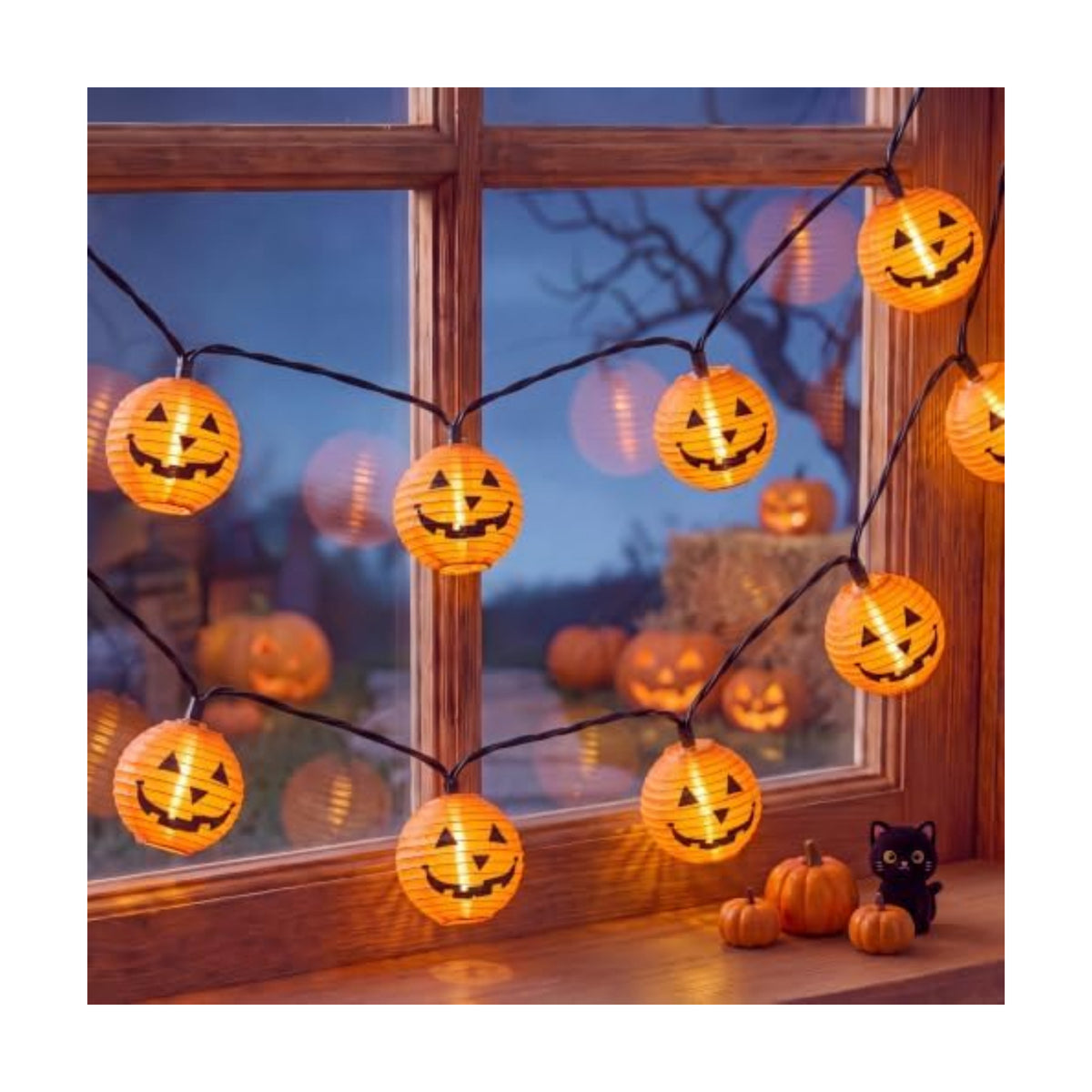 Halloween Pumpkin Lantern Lights Outdoor, 8.5Ft Plug in Orange Halloween Decorations String Light with 10 LED Jack O’ Lantern Lights, Hanging Fairy Lights Waterproof for Yard Party Patio Garden Window
