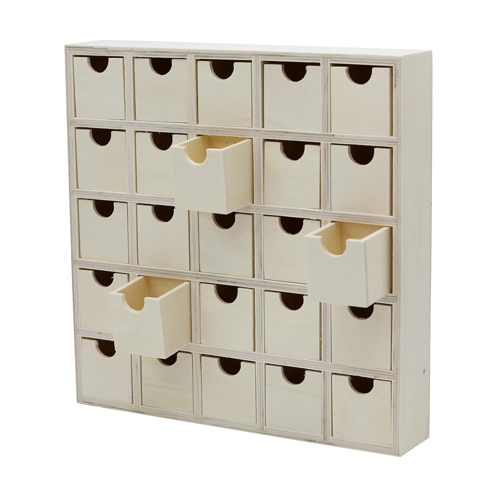 Creative Hobbies 25 Drawer Wooden Advent Calendar, DIY Unfinished Storage Box, Ready to Decorate, Pre Assembled