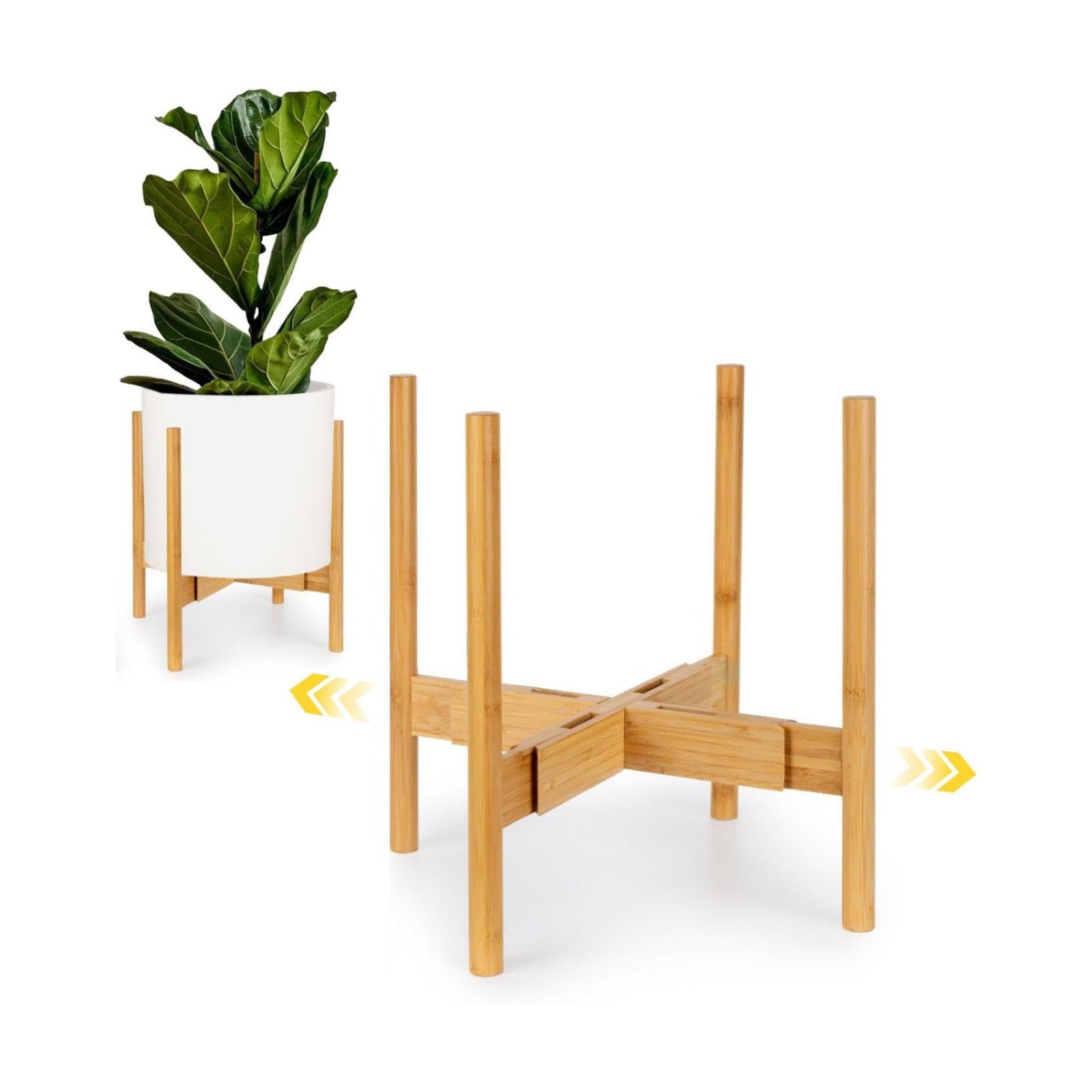 Fox & Fern Large Adjustable Plant Stand Indoor, Bamboo Stand, 11 - 15 Inch | Plug In Design, Holds 200 lbs, Two