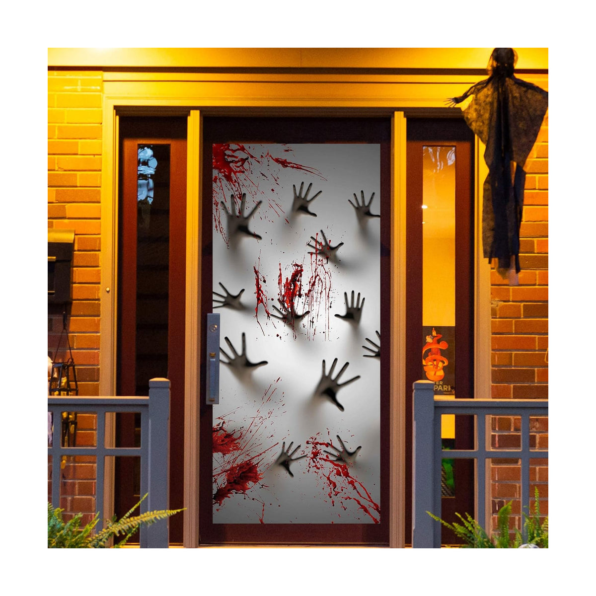 JOYIN 3 Pcs 30”x72” Door Covers Halloween Decorations Indoor, Haunted House Stickers Party Supplies Favors Home Decor Garage Window Wall Zombie Hands