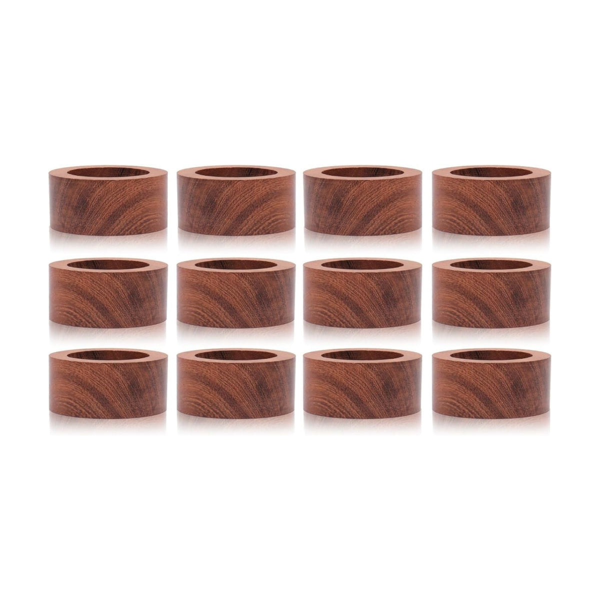 Wood Napkin Rings Set of 12 Napkin Holders Buckles for Dining, Anniversary, Birthday, Dinner, Christmas, Party of Table Setting