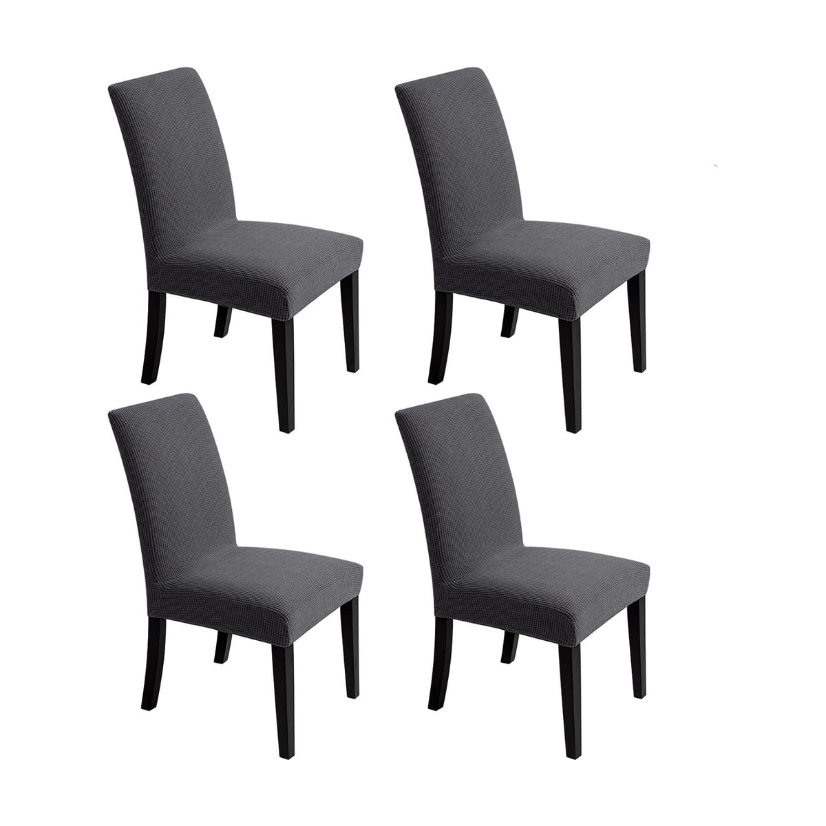 Chair Covers for Dining Room - Stretch Chair Slipcovers for Decorative Seat Protector Armless Removable Washable Elastic Dinner Universal Spandex Solid Chair Slip Covers Set(Dark Grey,4)