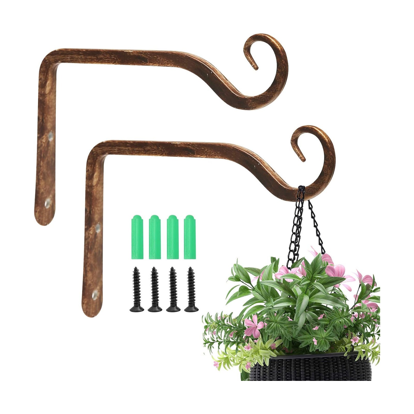 Decorative Metal Iron Wall Hook / 6 Inch / Coffee / Set of 2