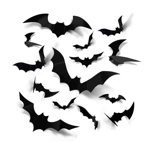 Coogam Halloween 3D Bats Decoration, 60PCS 4 Sizes Realistic PVC Scary Bats Window Decal Wall Stickers for DIY Home Bathroom Indoor Hallowmas Decoration Party Supplies