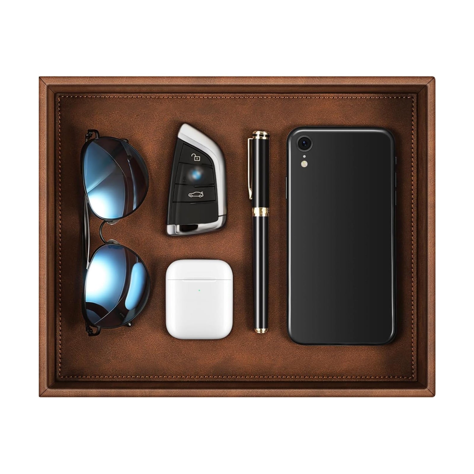 Valet Tray Desk Organizer / Brown