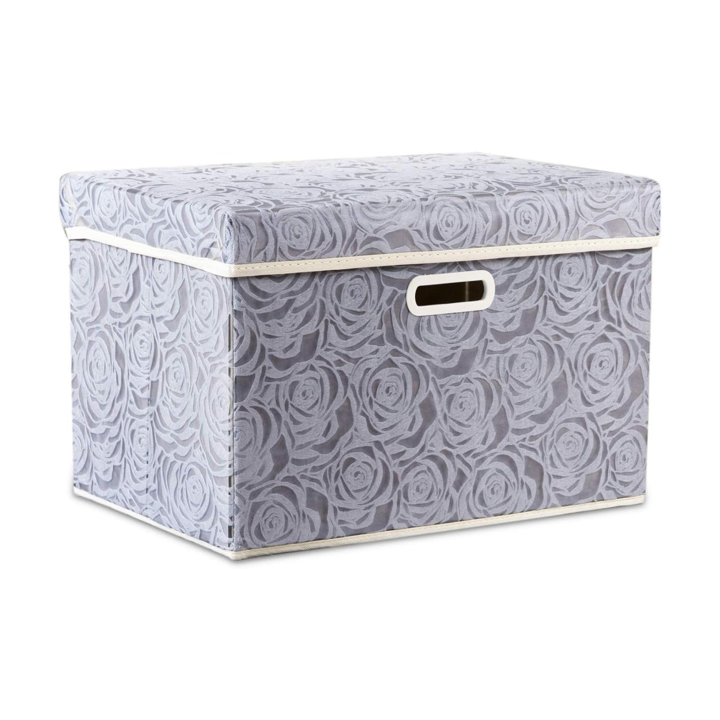 Lid Fabric Decorative Storage Bin Cube Organizer Container Basket / Gray / Large