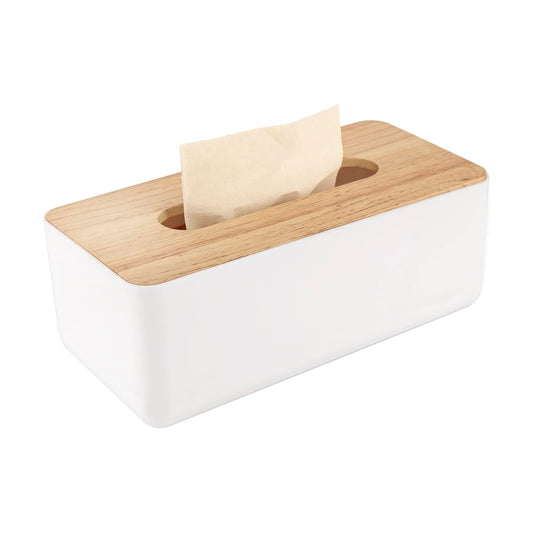 Wood Tissue Box Cover Gloves Box Holder Wooden Rectangular Tissue / White / 10.2 x 5.1 x 4.5 / Large