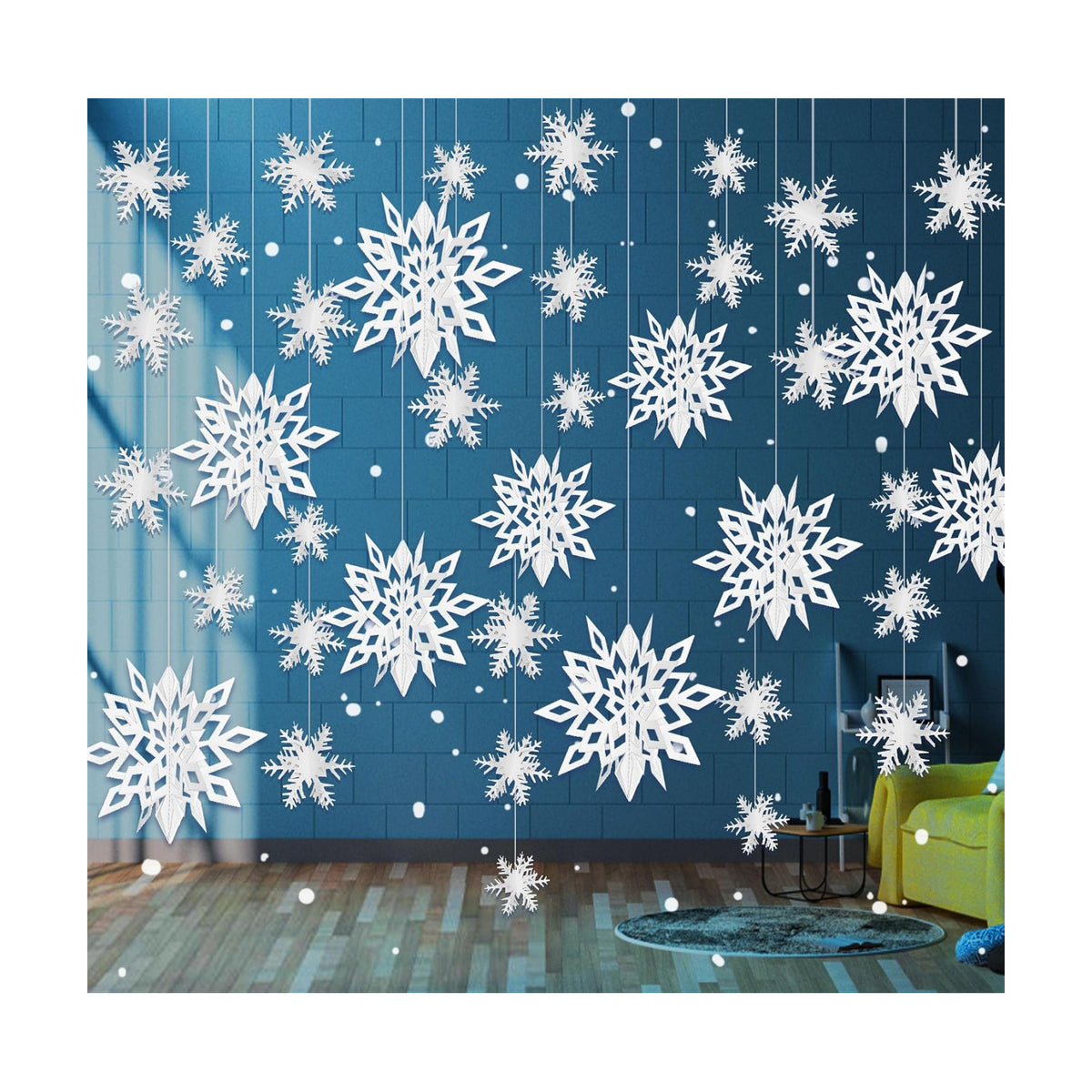 24PCS Hanging Snowflake Decorations Winter Wonderland Party Supplies