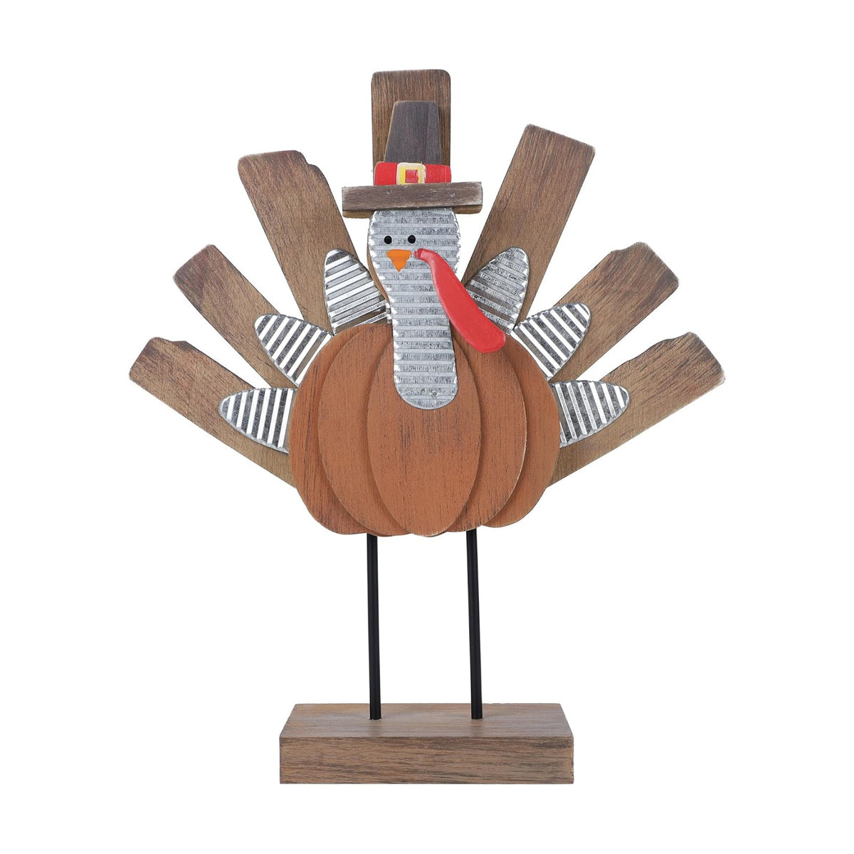 Zcaukya Thanksgiving Turkey Decoration, Wooden Indoor Standing Tabletop Turkey Decor for Home Office Bedroom Kitchen Thanksgiving Harvest Day Decorations