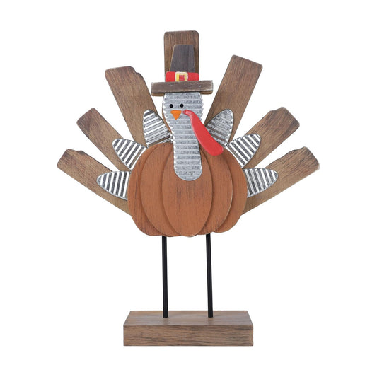 Zcaukya Thanksgiving Turkey Decoration, Wooden Indoor Standing Tabletop Turkey Decor for Home Office Bedroom Kitchen Thanksgiving Harvest Day Decorations