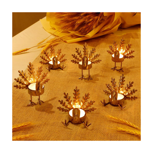 SAND MINE Metal Turkey Tea Light Candle Holders, Thanksgiving Candle Holder, Turkey Candle Holder, Metal Candle Holder, Thanksgiving Home Table Decoration (6)