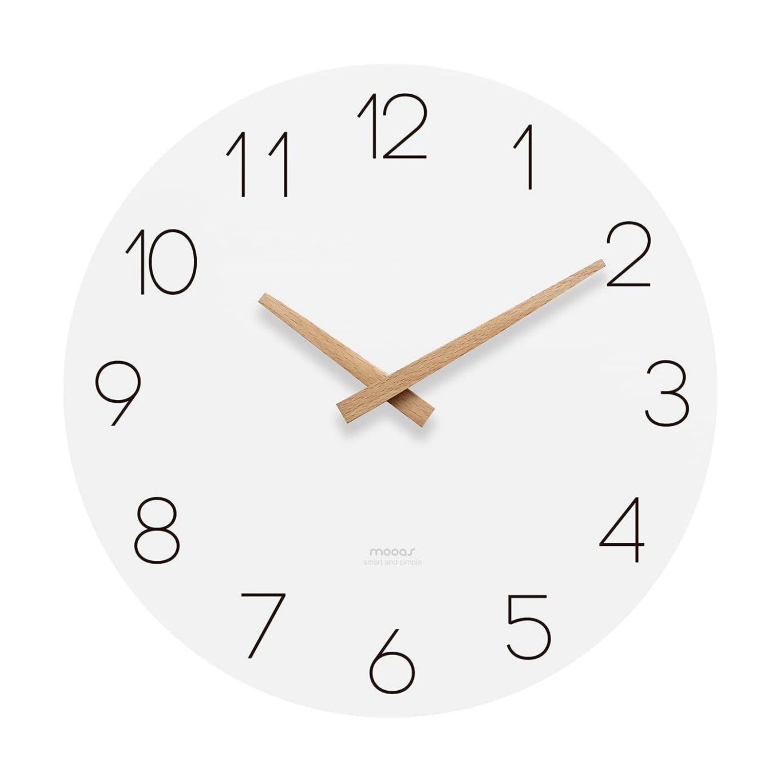 mooas Flatwood Wall Clock, 12" Analog Wall Clock, Silent Non-Ticking | Modern Wall Clocks Battery Operated for Office