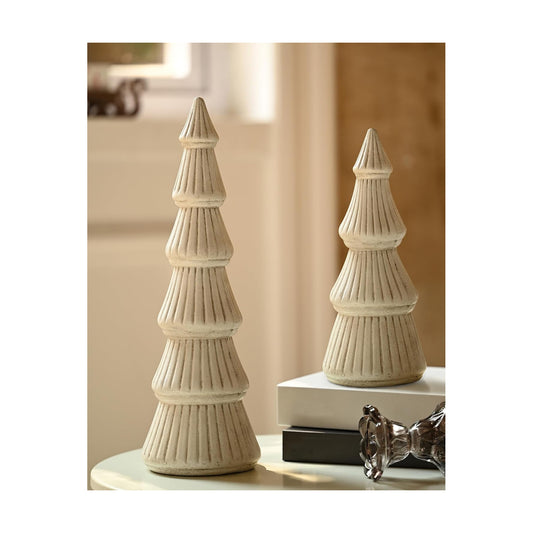 WONDROUS' DECO Wooden Christmas Tree Figurine Decor for Table Centerpieces