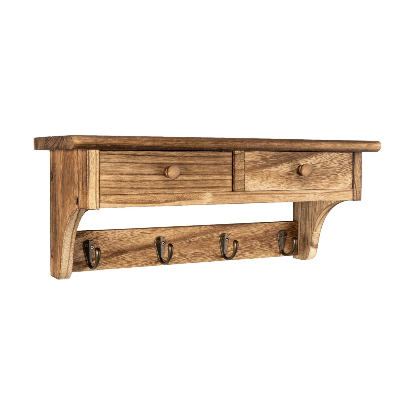 Emfogo Coat Hooks Mounted, Rustic Wood Coat Rack Mount Shelf with Hooks, Farmhouse Coat Rack with Shelf & Coat Hook for