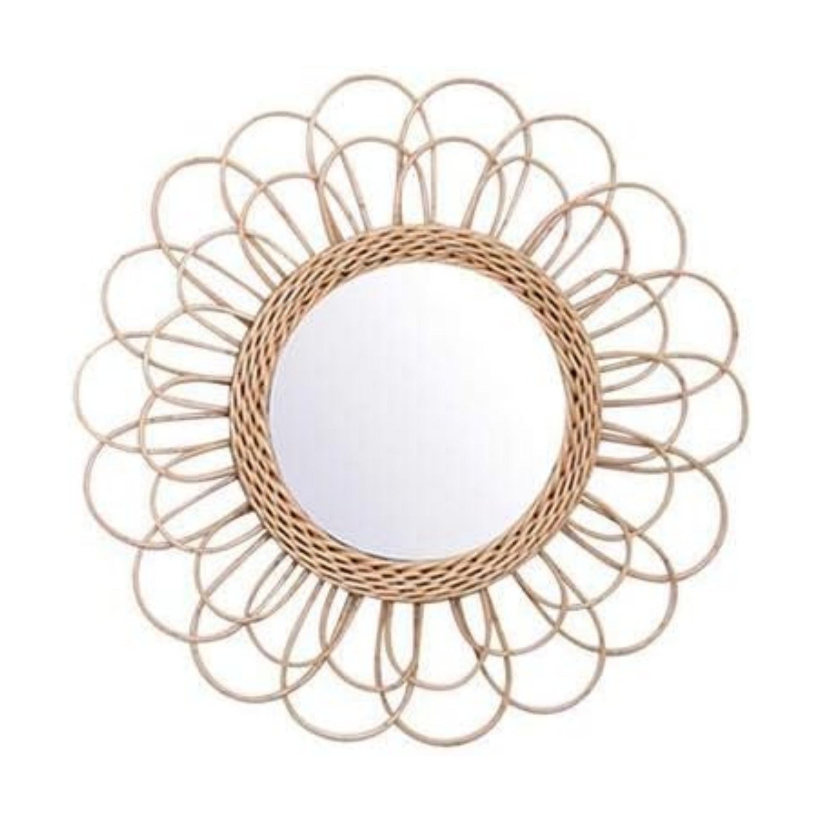 Rattan Sunflower Circular Wall Mirror