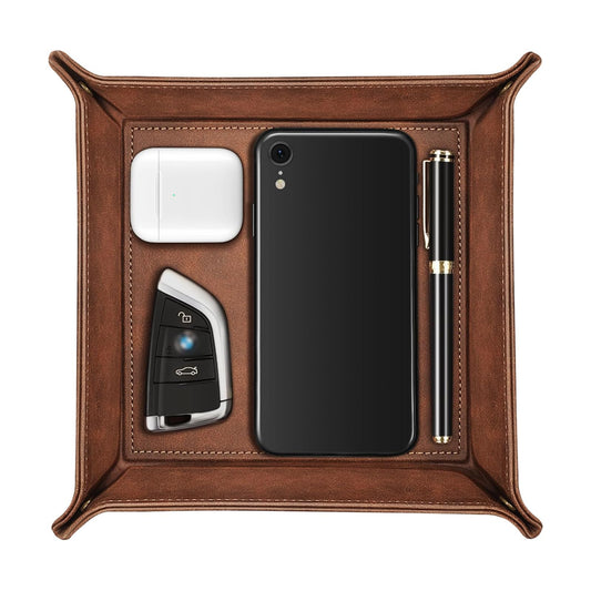 Valet Tray Desktop Storage Organizer / Brown