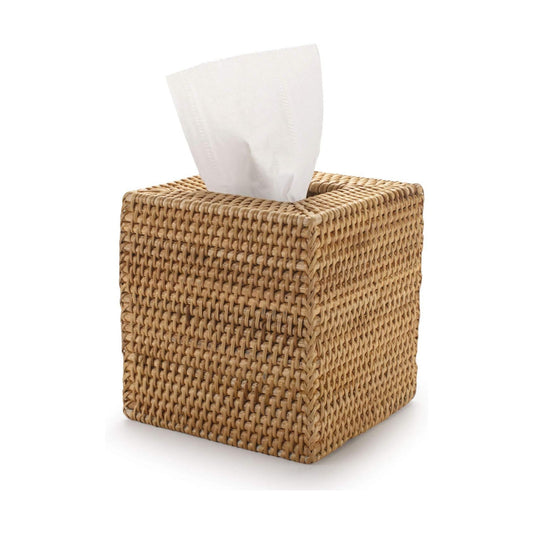 Rattan Tissue Box Cover / Natural / Square / 5.5 x 5.5 x 5.7