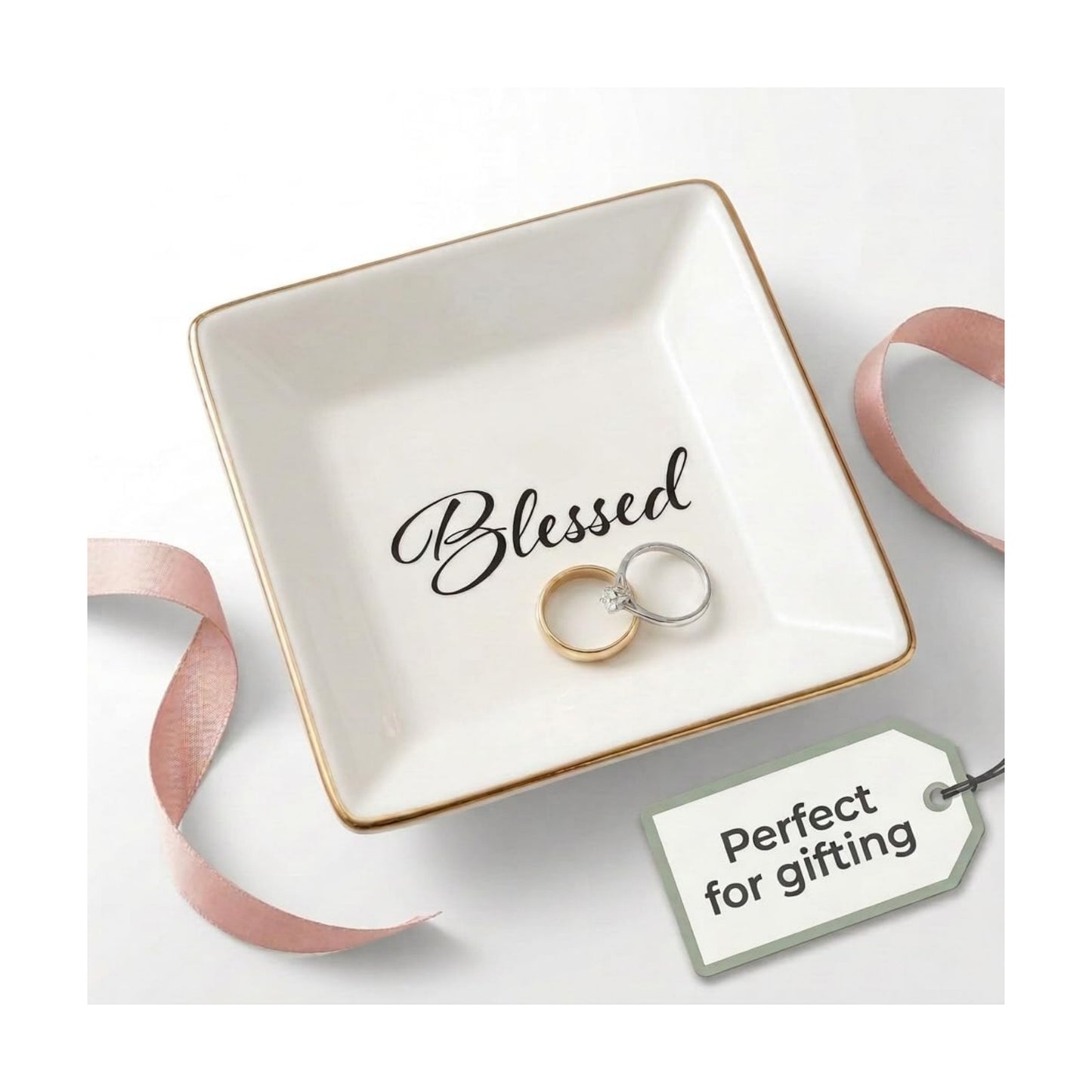 Ceramic Jewelry Dish or Ring Holder / Blessed