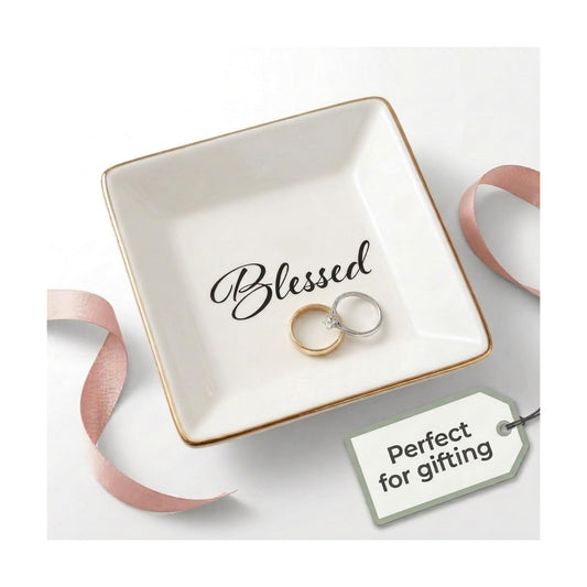 Ceramic Jewelry Dish or Ring Holder / Blessed