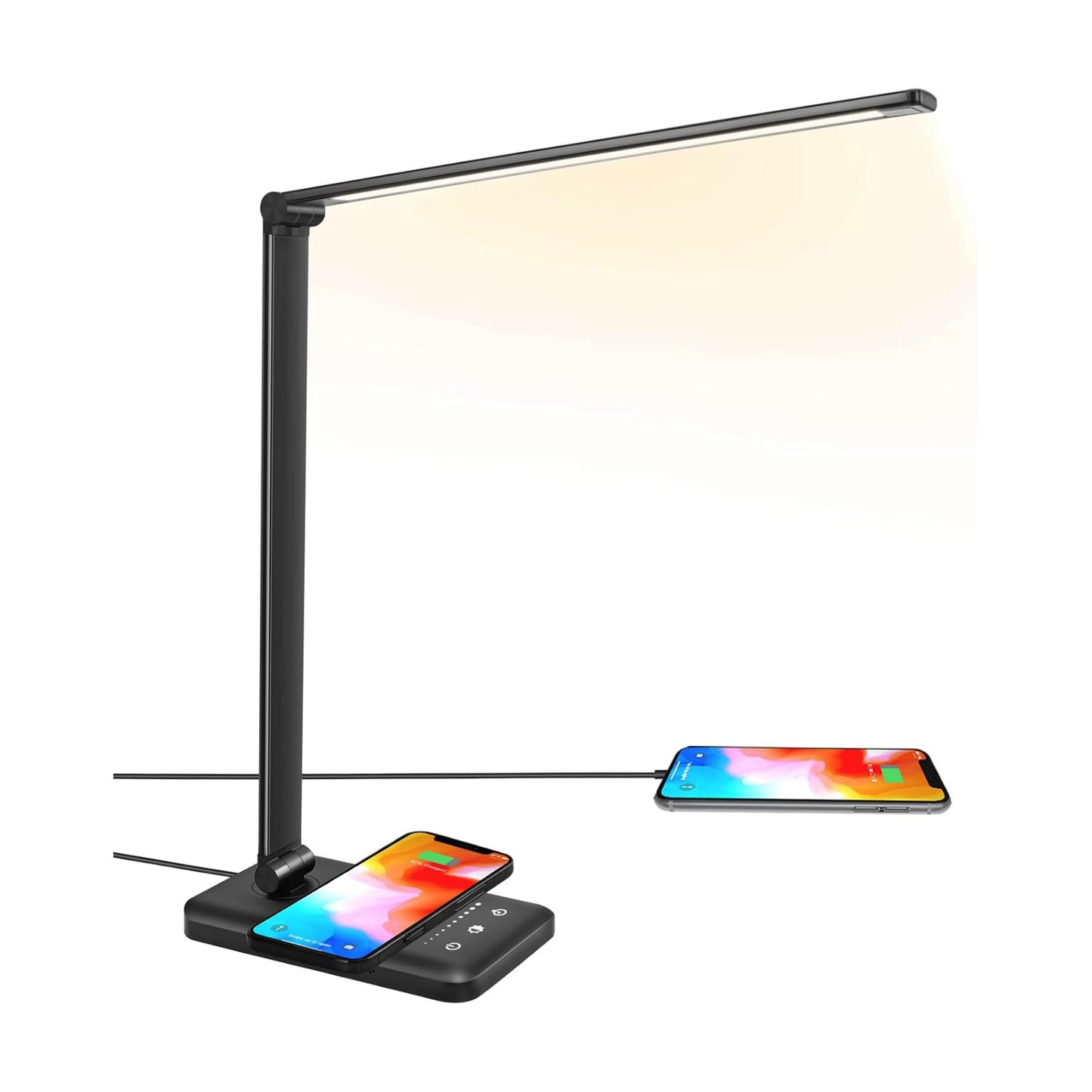 LED Desk Lamp with Wireless Charger, USB Charging Port, 10 Brightness, 5 Color Modes, Desk Lamps for Home Office