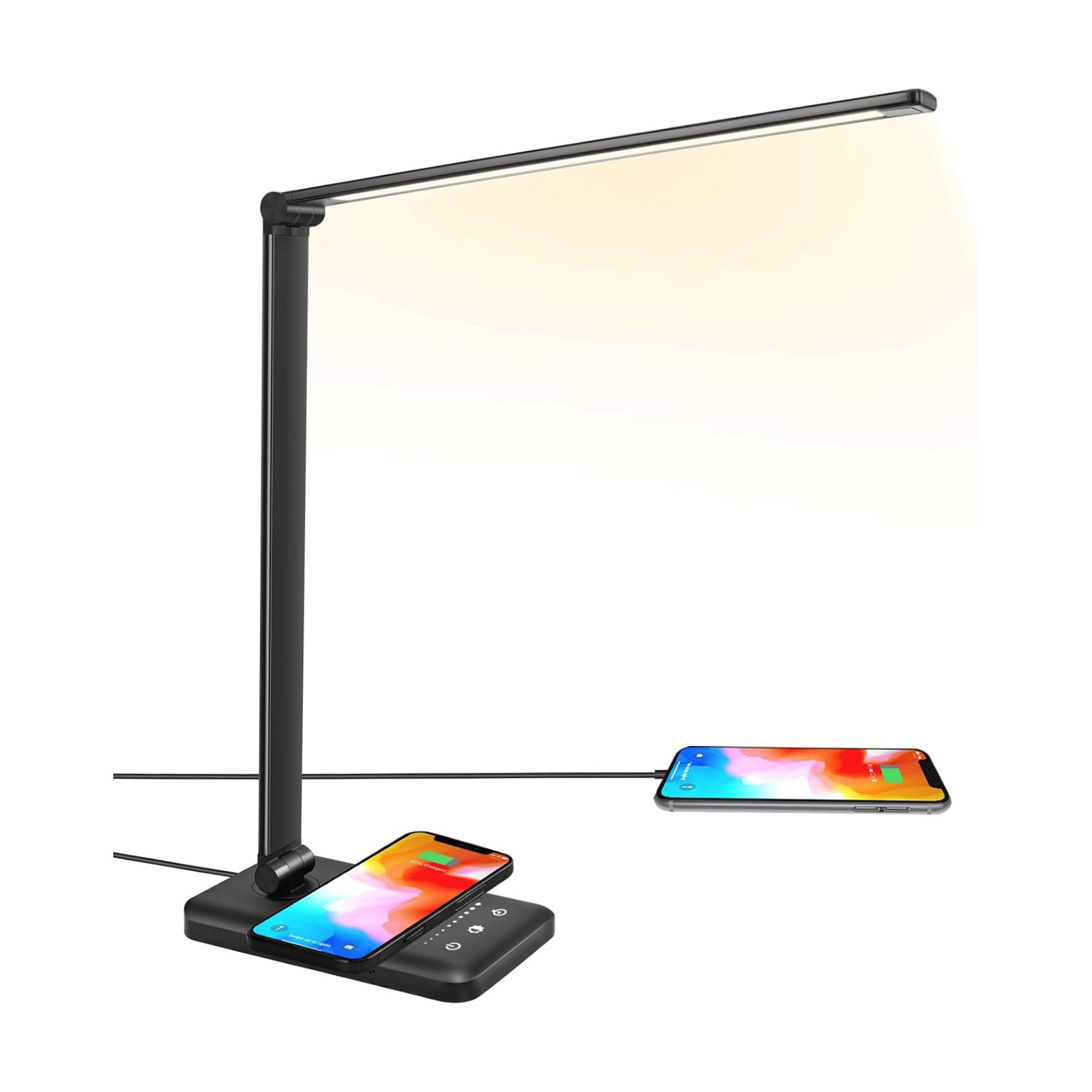 LED Desk Lamp with Wireless Charger, USB Charging Port, 10 Brightness, 5 Color Modes, Desk Lamps for Home Office