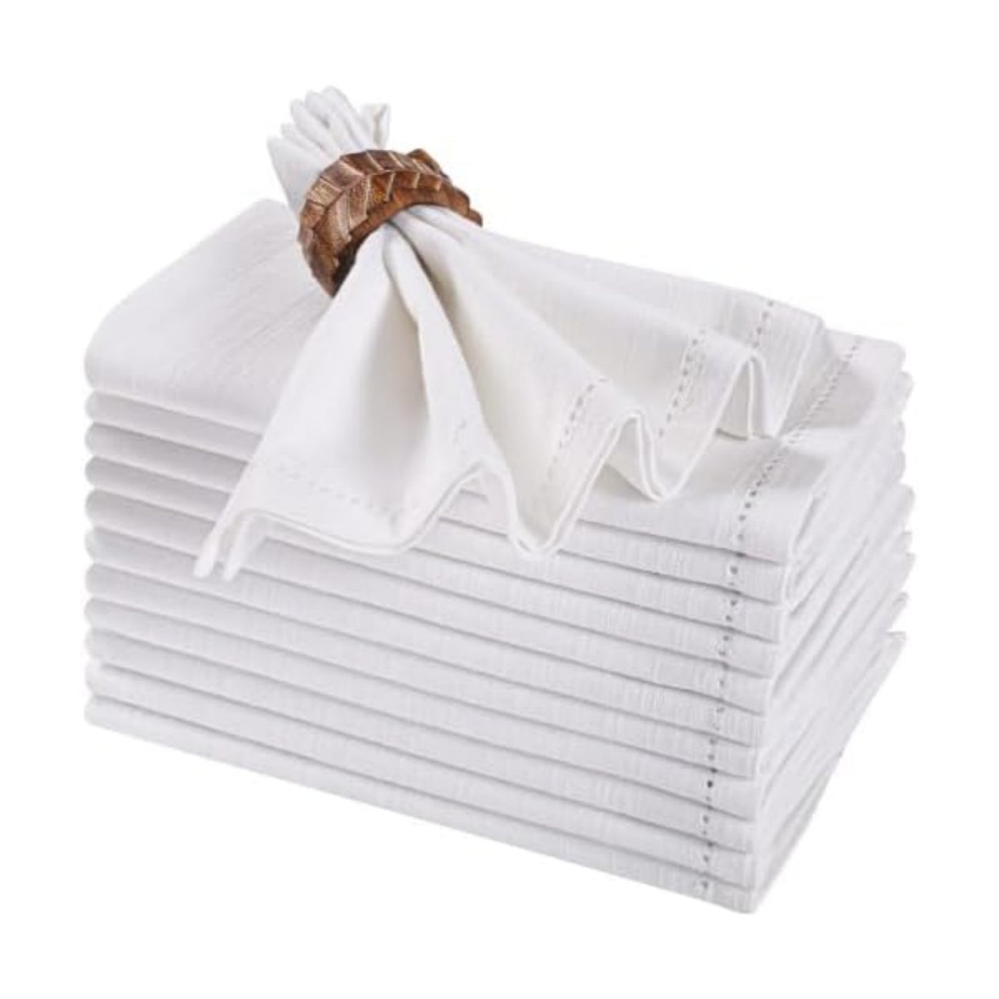 Bedding Craft Cloth Napkins Set of 12 – 17x17 White Cotton Duck Fabric Dinner Napkins with Mitered Corners &
