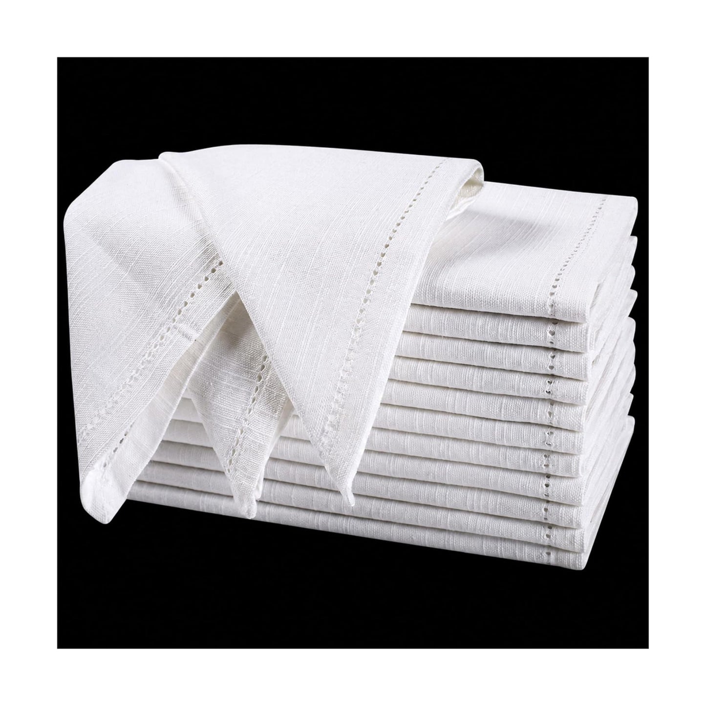 Bedding Craft Cotton Cloth Dinner Napkins, White, 16x16, 12-Pack | 100% cotton, machine washable, wrinkle-resistant