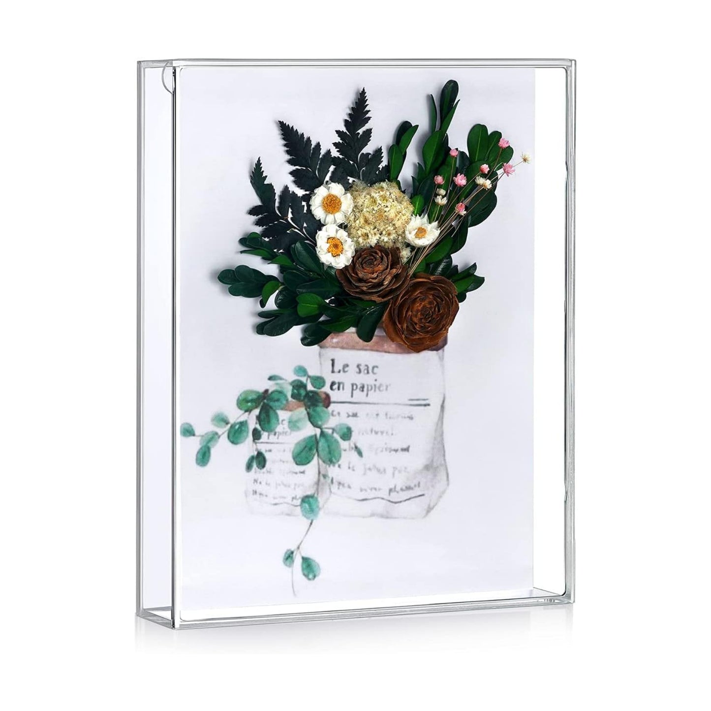 8x10 Shadow Box Frame, Acrylic Photo Picture Frame, DIY Tabletop Display Case, All Clear Memory Box for Dried