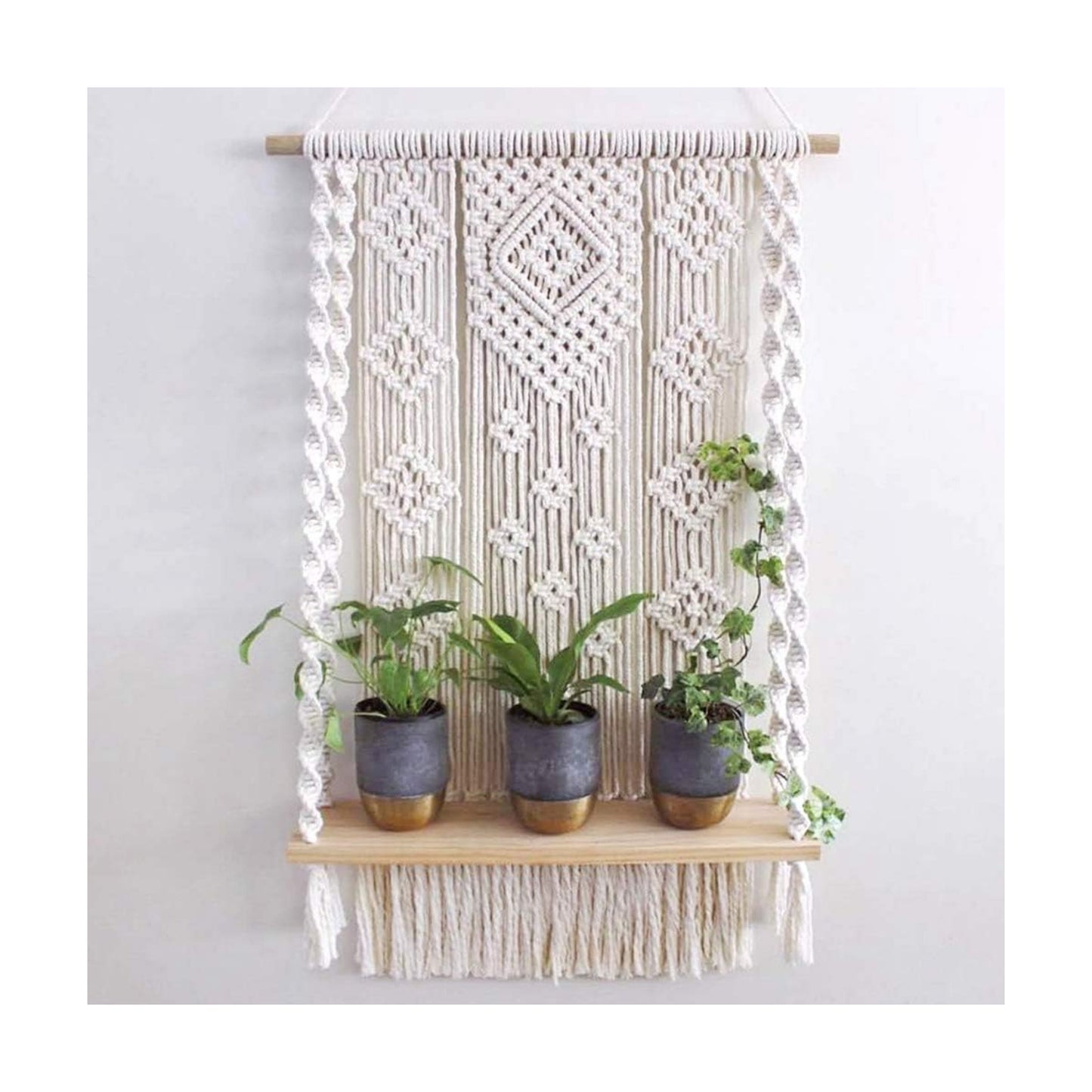 Handmade Indoor Boho Pot Basket Hanger Holder