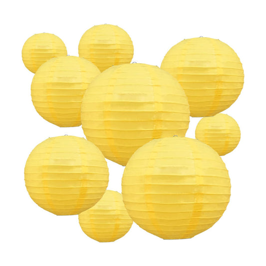 BEISHIDA Yellow Paper Lanterns 10Pcs 4/6/8/10/12 Inch Round Chinese Lamp