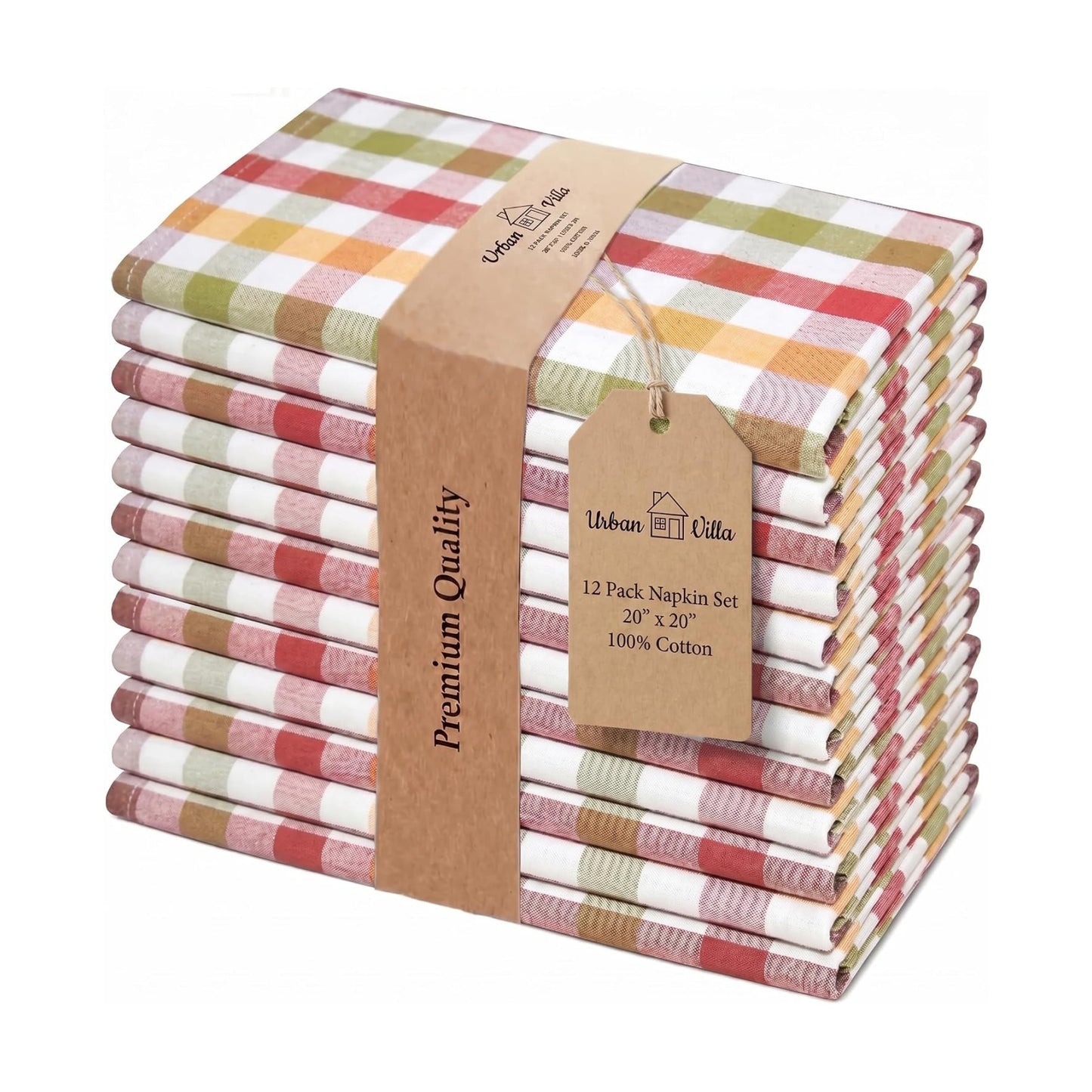 Urban Villa Cloth Napkins Cotton 20x20 (Set of 12) Harvest