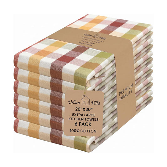Urban Villa Kitchen Towels Cotton Dish Towels 20”x30” (Set of 6) Harvest