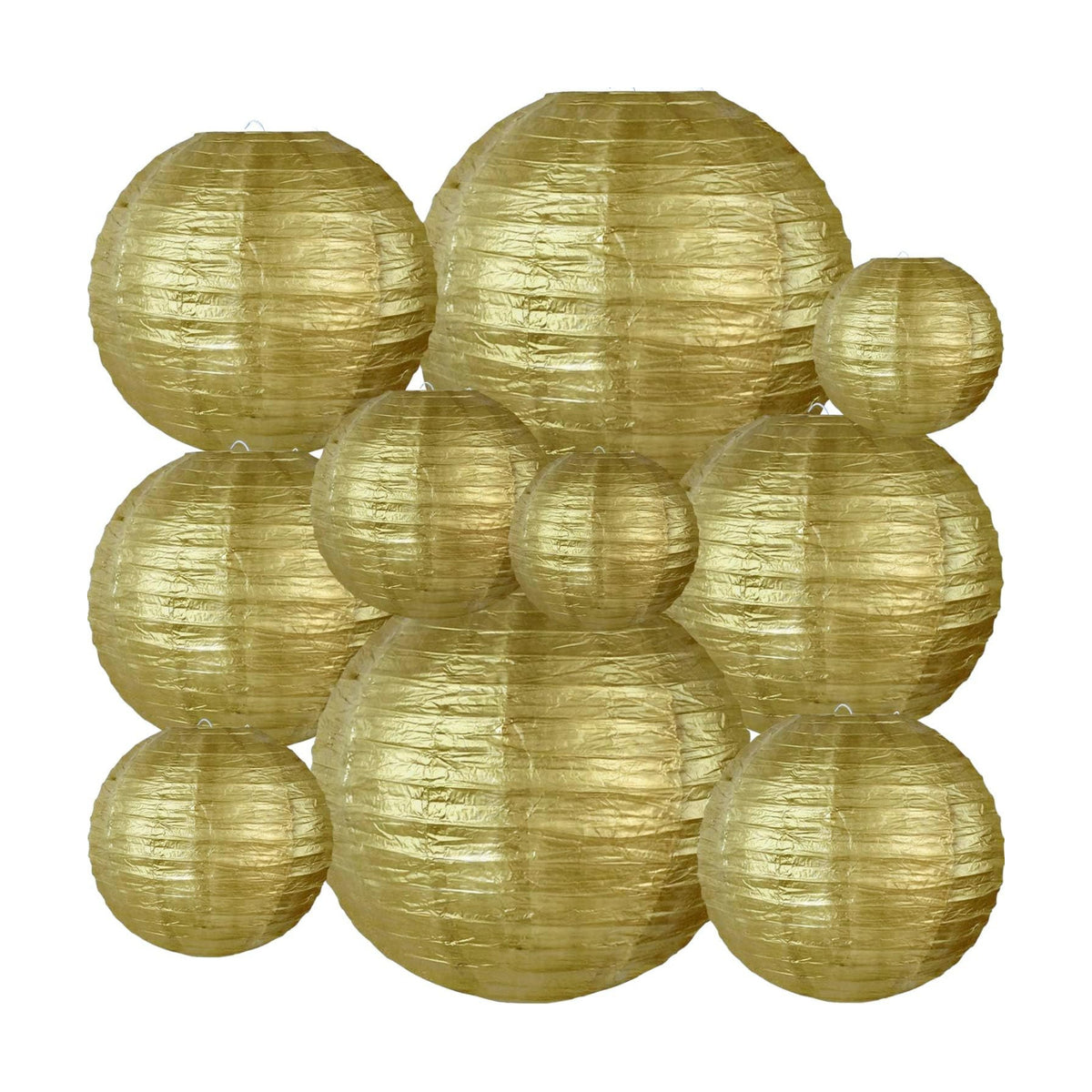 BEISHIDA Gold Paper Lanterns 10Pcs 4/6/8/10/12 Inch Round Chinese Lamp