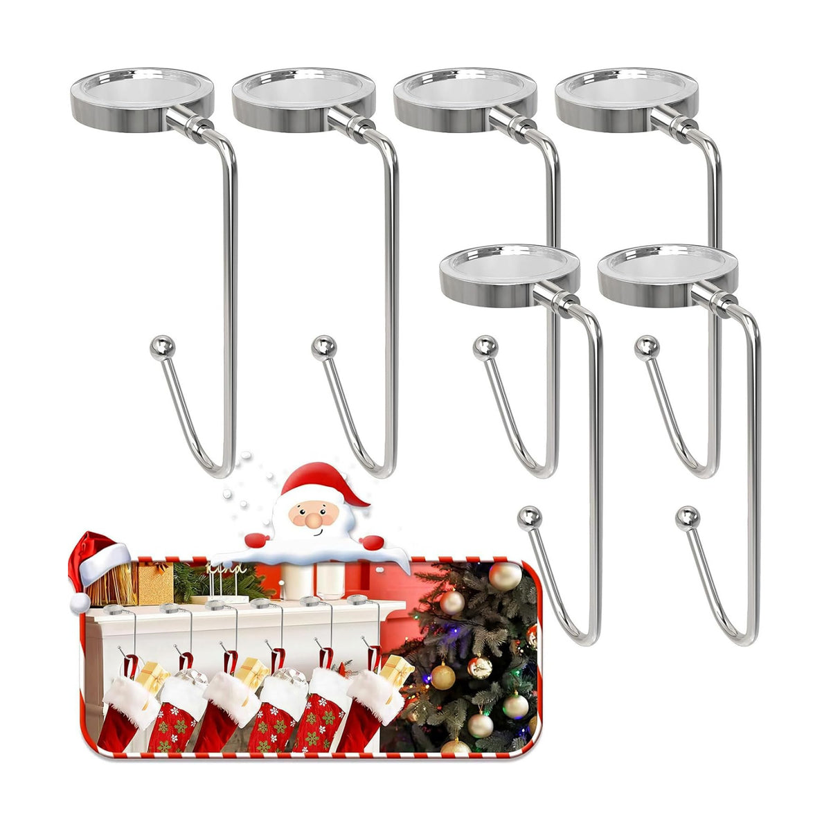Christmas Stocking Holders for Mantle, 6 Pack Mantel Stocking Hangers